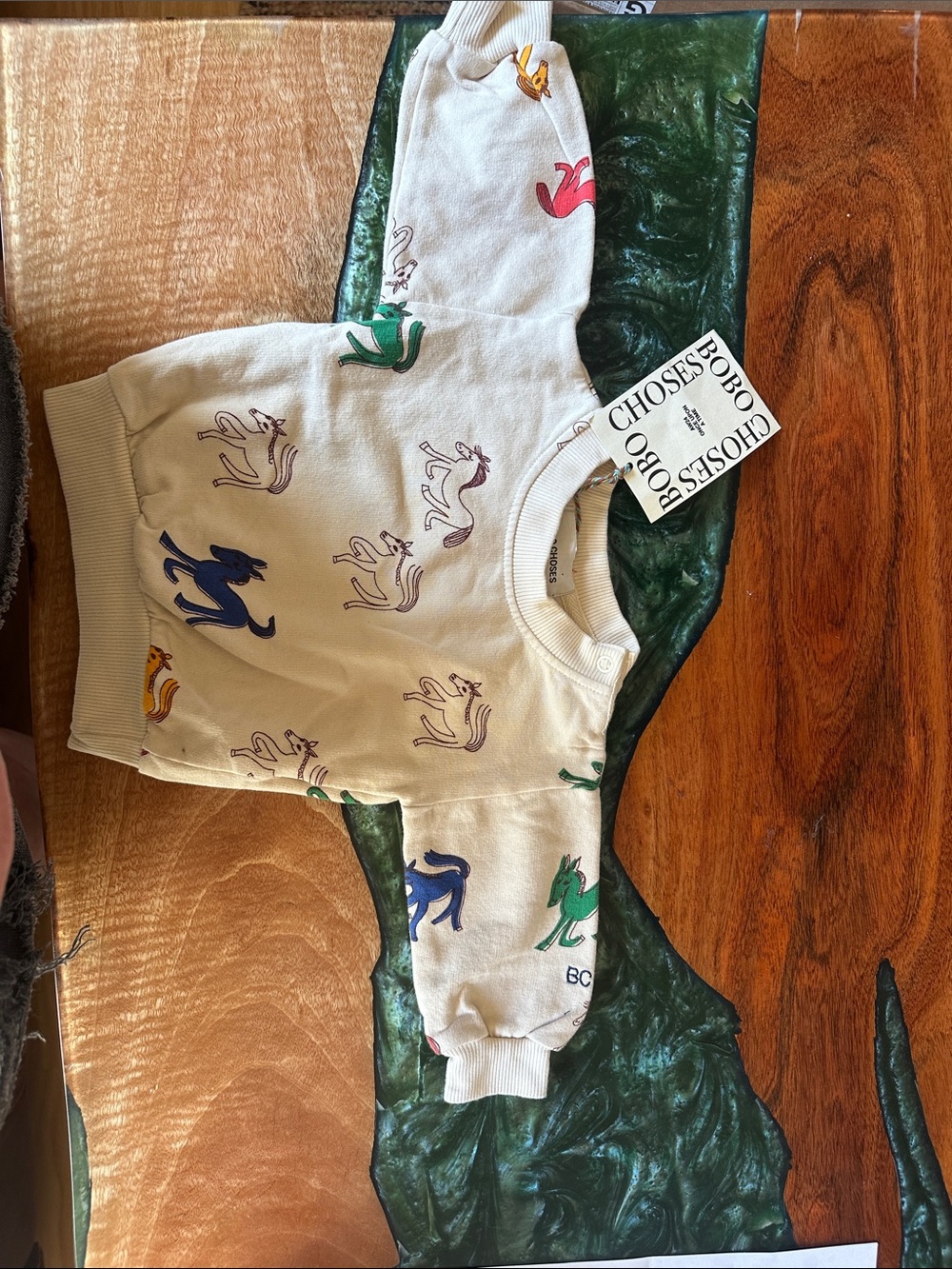 Bobo Choses Cream Sweatshirt with Multicolor Horse prints